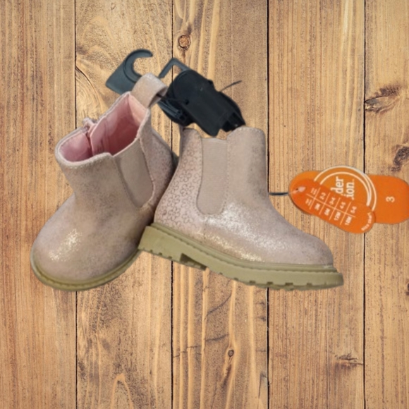 M7) Wonder Nation Pink Glitter Chelsea Boots – Toddler Girl Size 3T - Picture 6 of 11